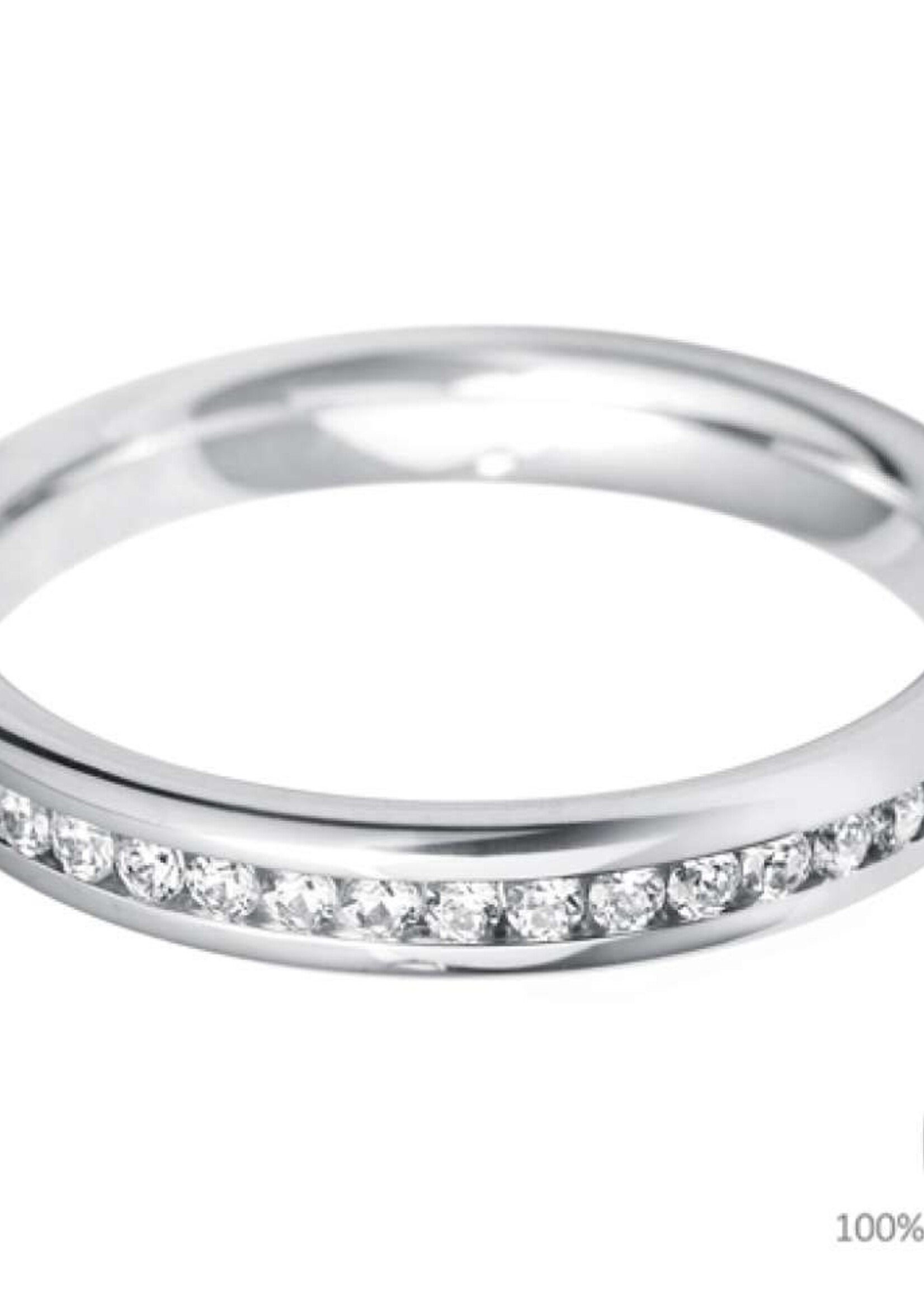 Gouden Haag Jewellery Wedding Band in White Gold with a Full Circle of Diamonds, 3 mm