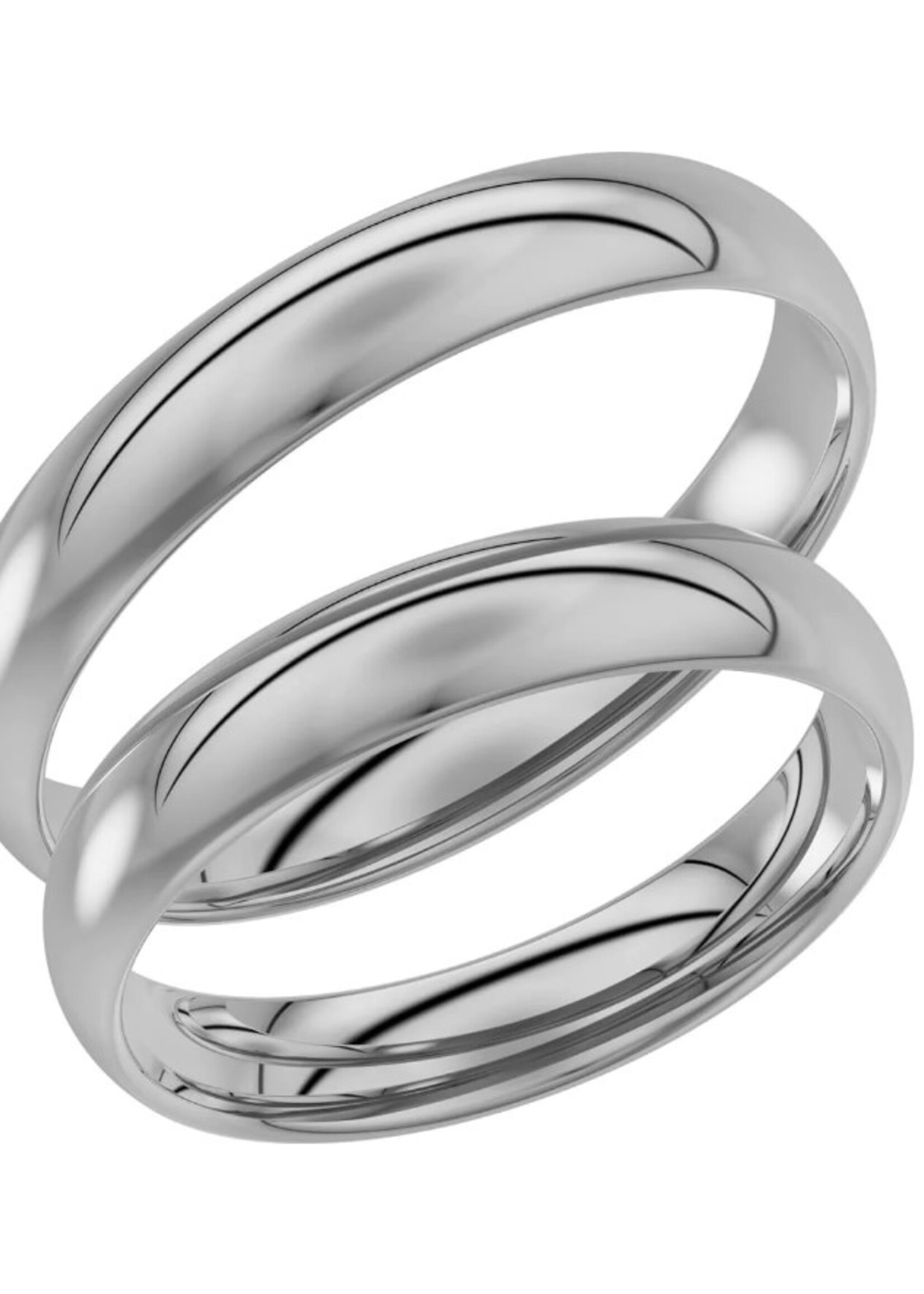 Klassieke 14 k Witgouden Trouwring 4.0 mm