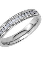 Klassieke Trouwring  Platina met Milgrain  Diamant 0.22 ct