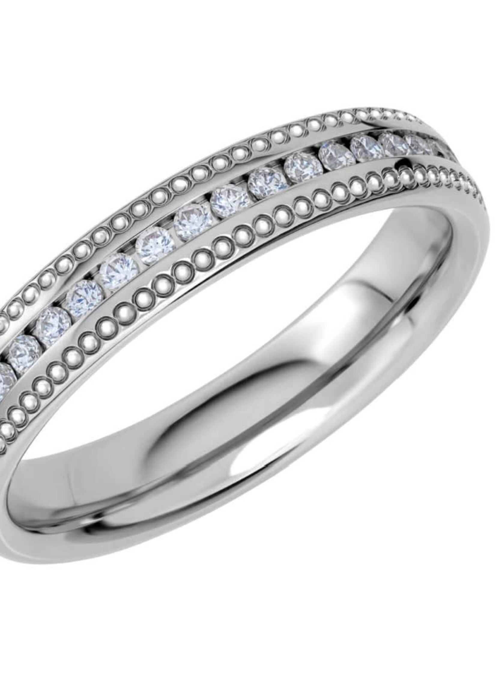 Milgrain Platina Wedding Band Ring Diamond 0.22 ct