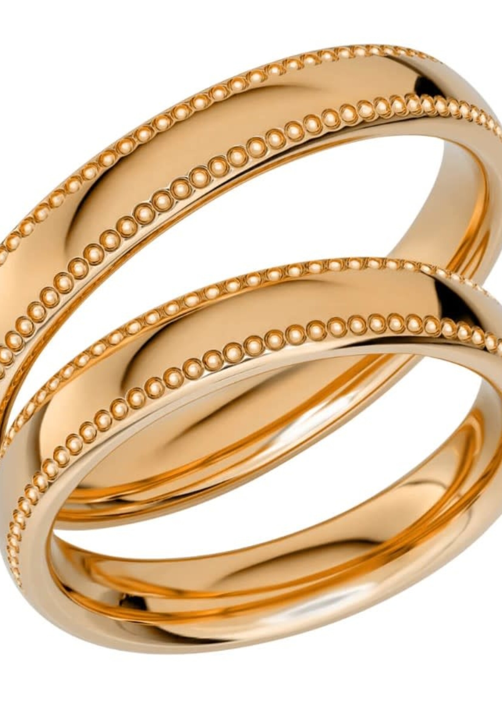 Klassieke Trouwring  Geelgoud met Milgrain  Diamant 0.22 ct