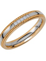 Klassieke Diamant Trouwring  18 k Bicolor met Milgrain