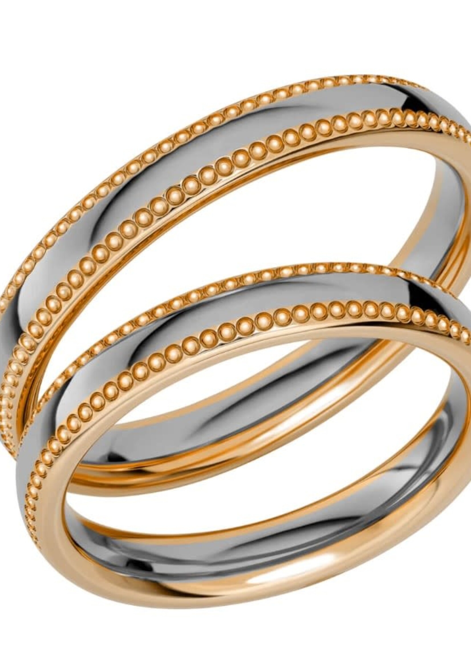 Klassieke Diamant Trouwring  18 k Bicolor met Milgrain