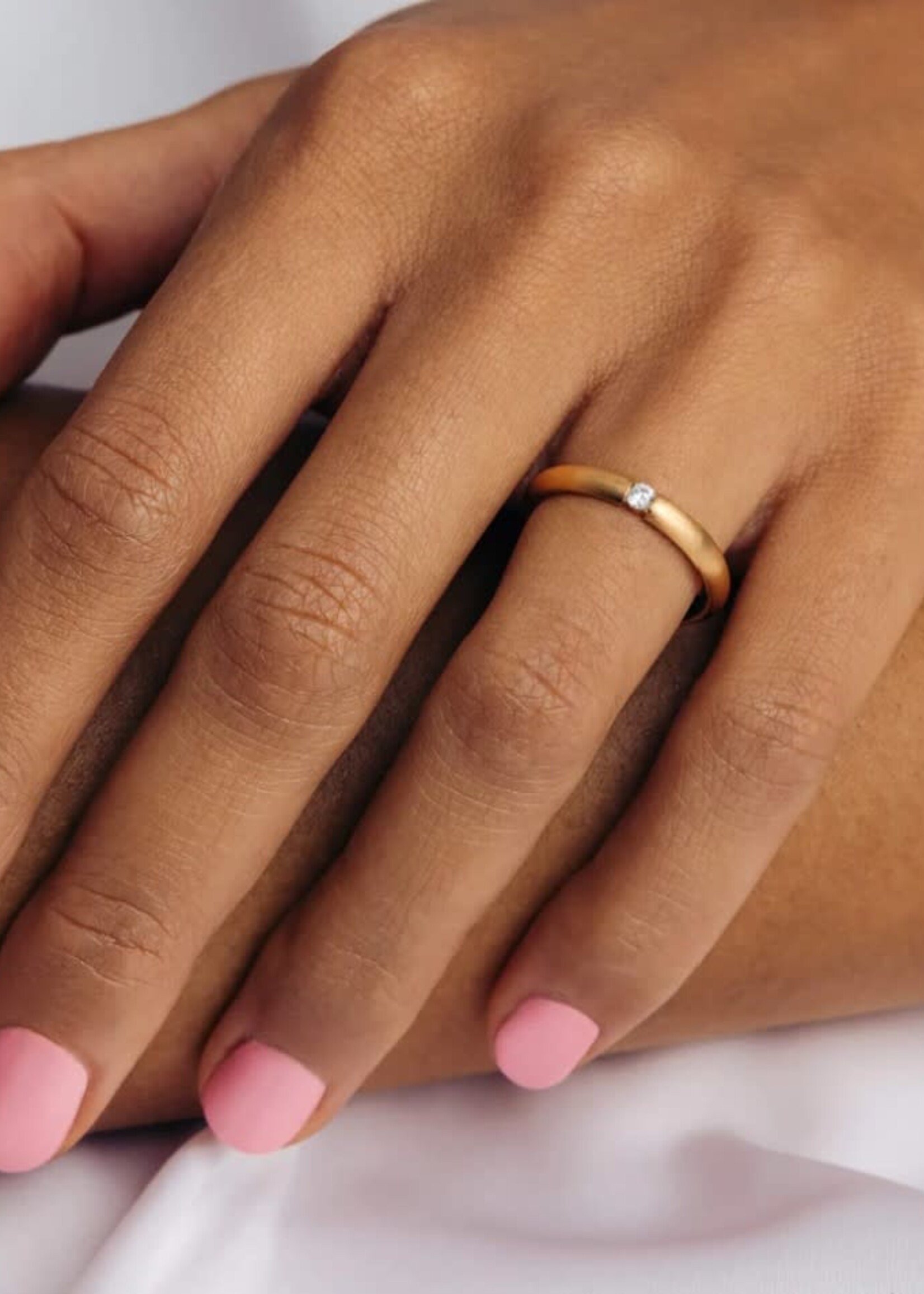 Diamant Geelgouden 18 k Ring  3 mm