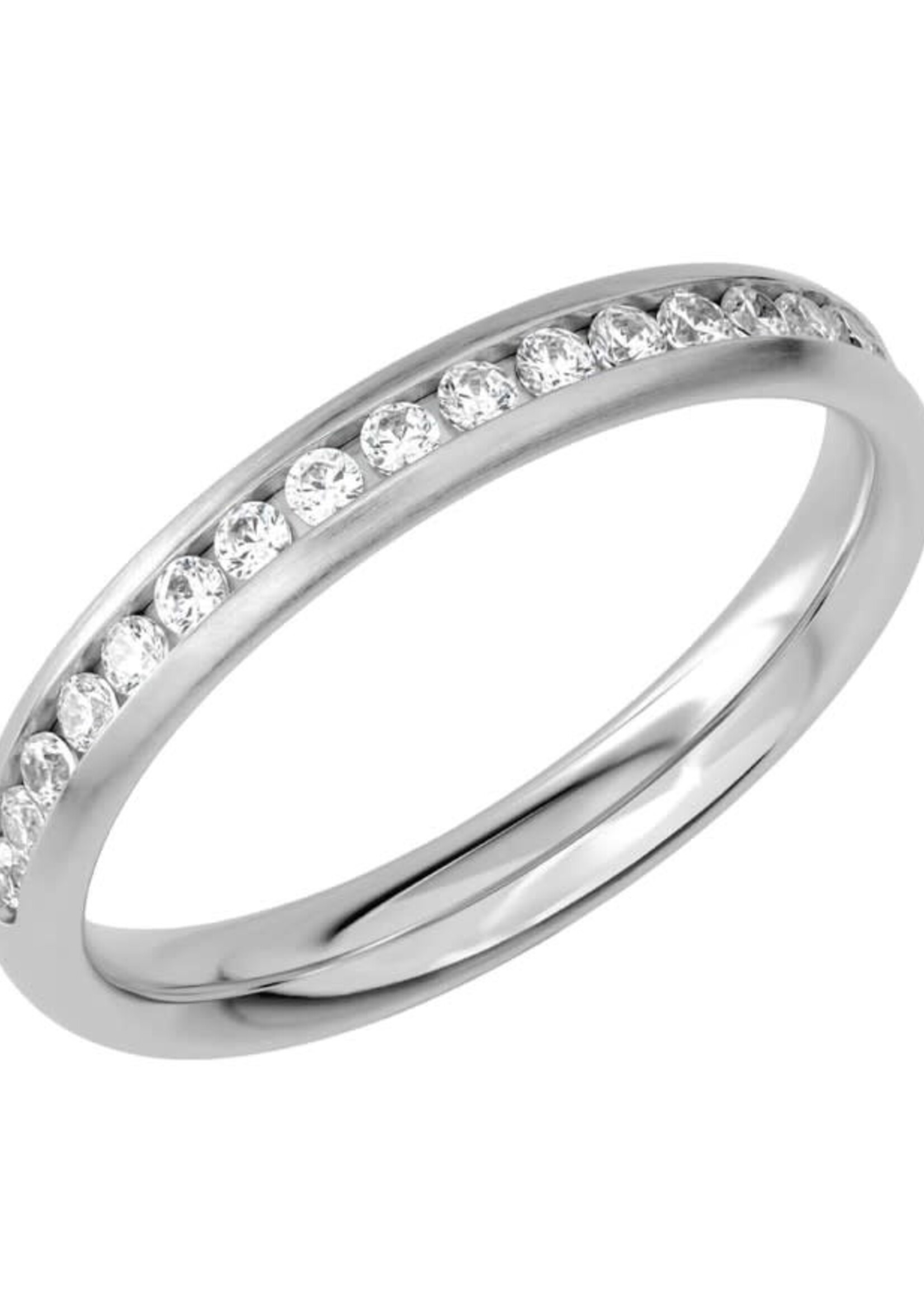 Klassieke Diamant Witgouden 18 k Trouwring 3 mm Breed
