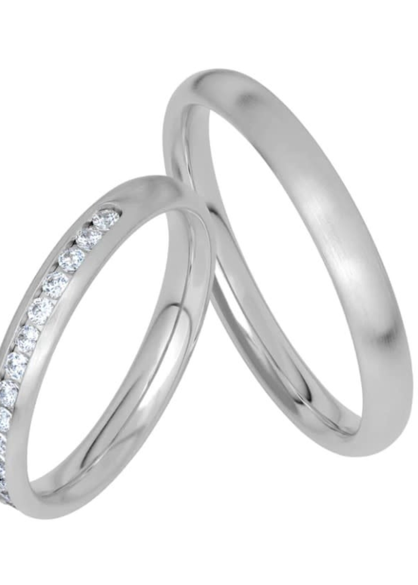 Klassieke Diamant Witgouden 18 k Trouwring 3 mm Breed