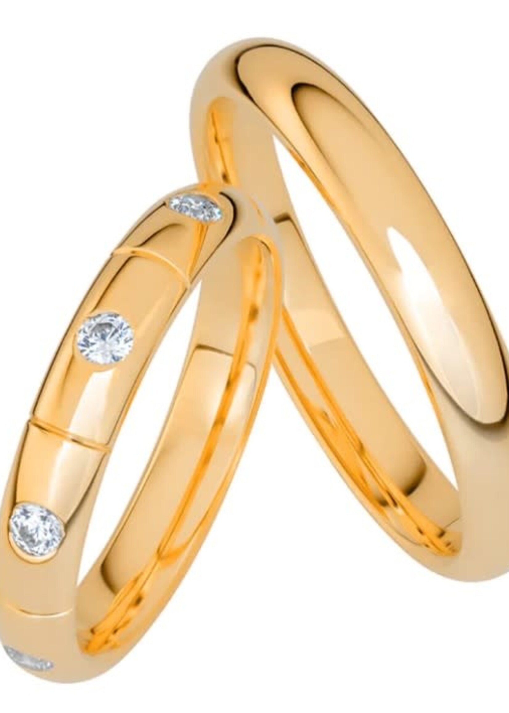 Diamant Geelgouden 18 k Ring 3.5 mm Breed