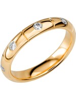 Band Ring in 18k Yellow Gold with Diamonds, 3.5 mm Wide