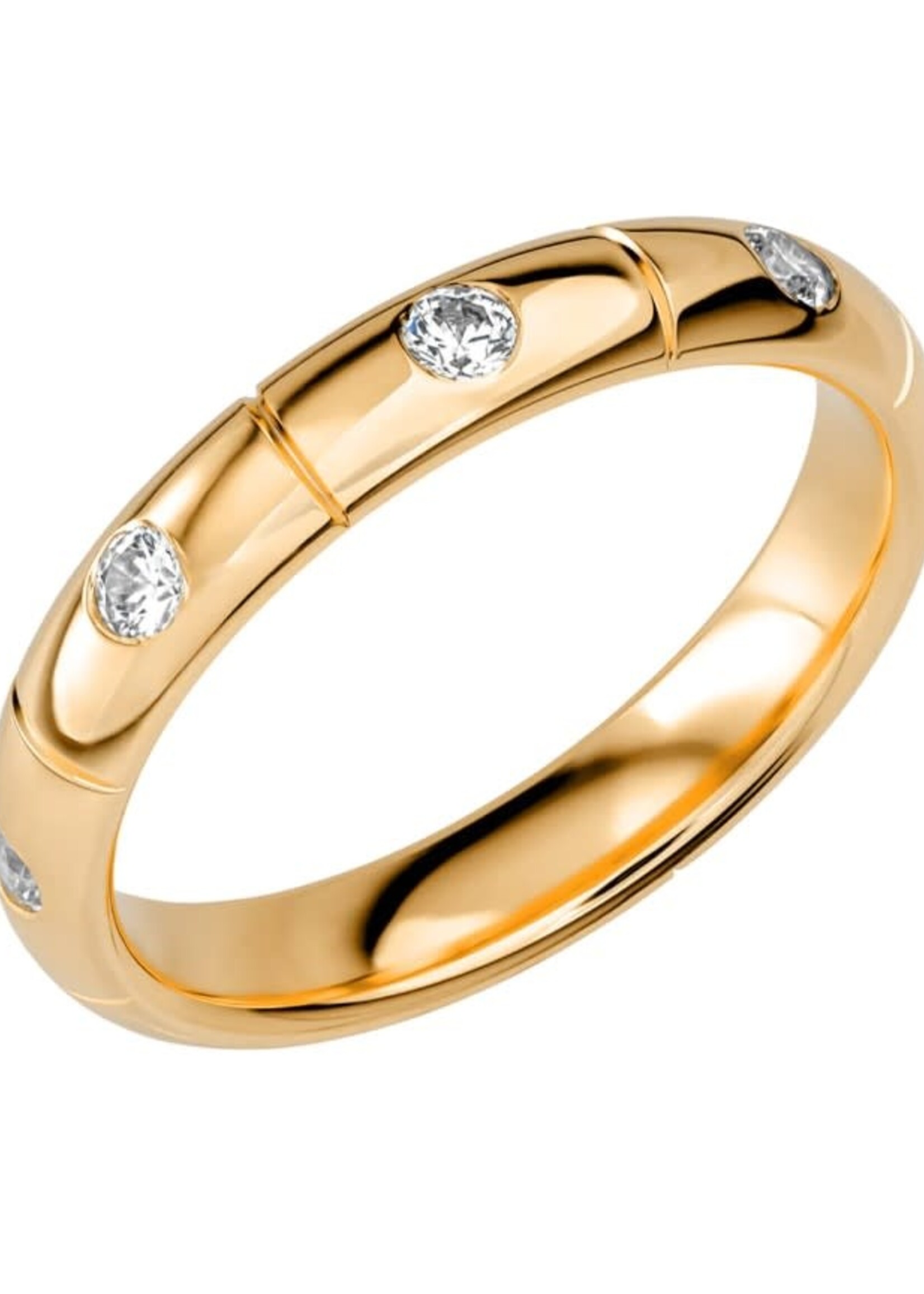 Diamant Geelgouden 18 k Ring 3.5 mm Breed