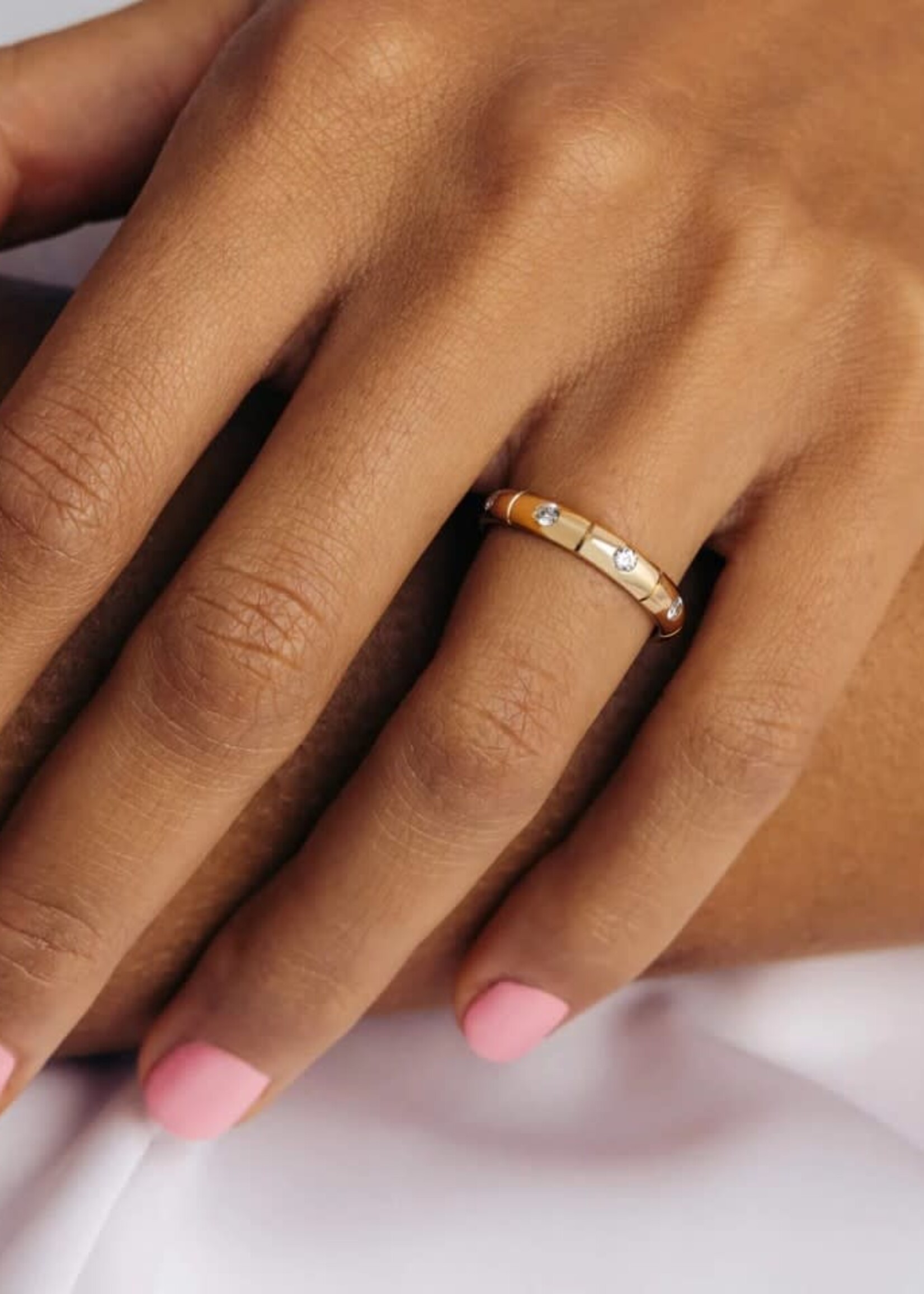 Diamant Geelgouden 18 k Ring 3.5 mm Breed