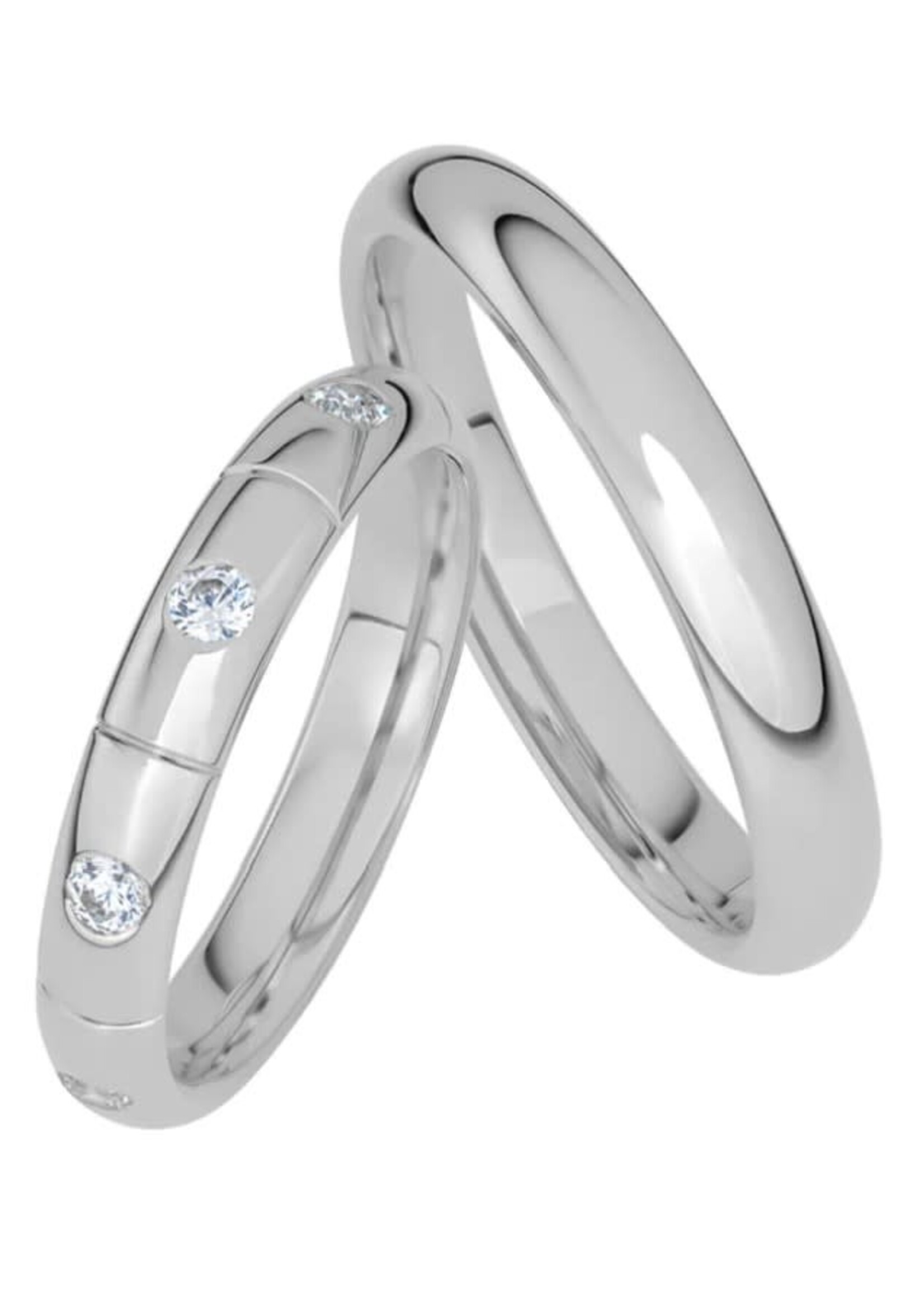 Band Ring in 18k White Gold with Diamonds, 3.5 mm Wide