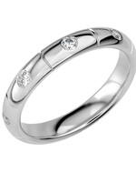 Band Ring in 18k White Gold with Diamonds, 3.5 mm Wide