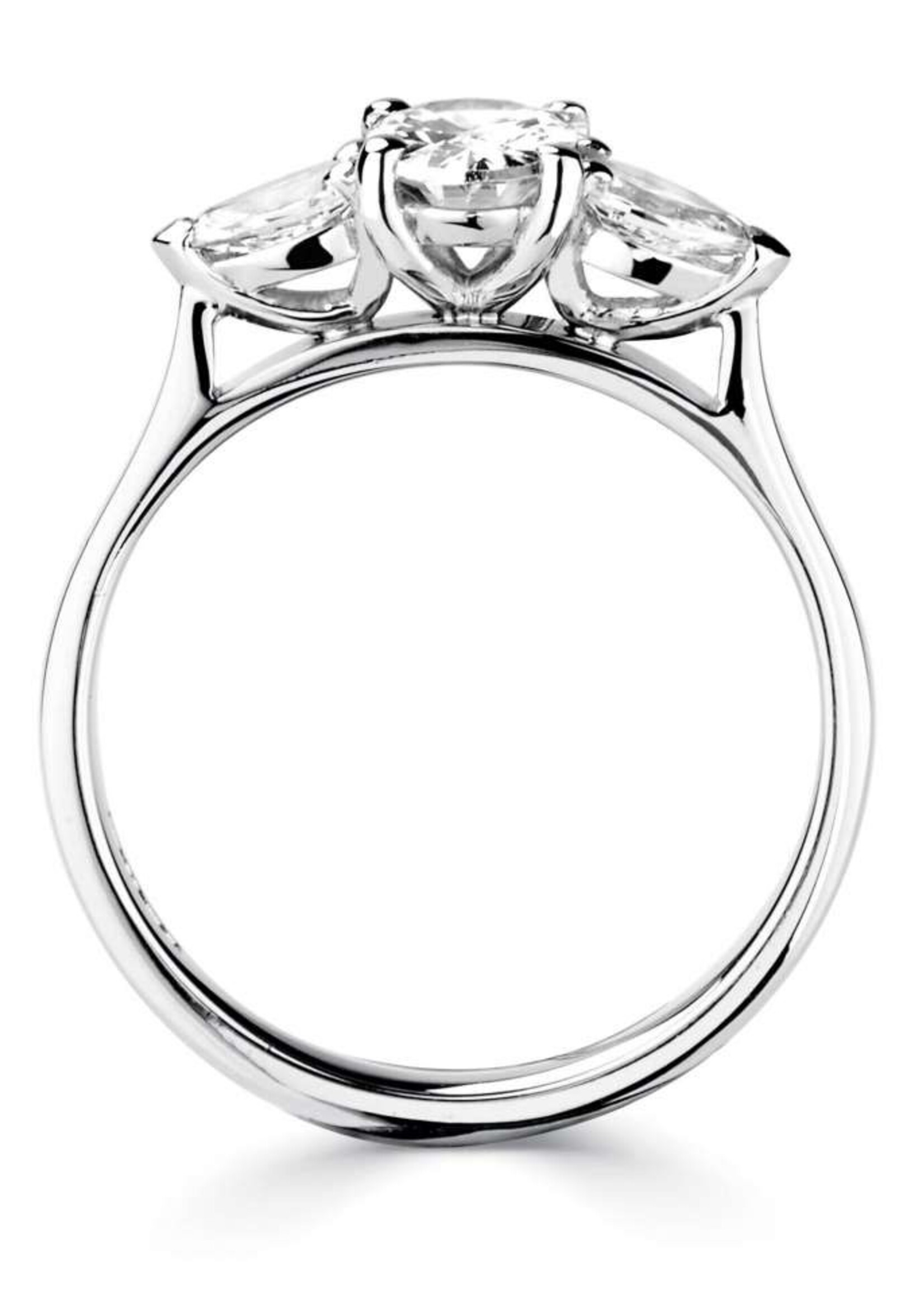 Gouden Haag Jewellery Ovale Solitaire Diamant Ring Platina Peer Schouders 0.76 ct