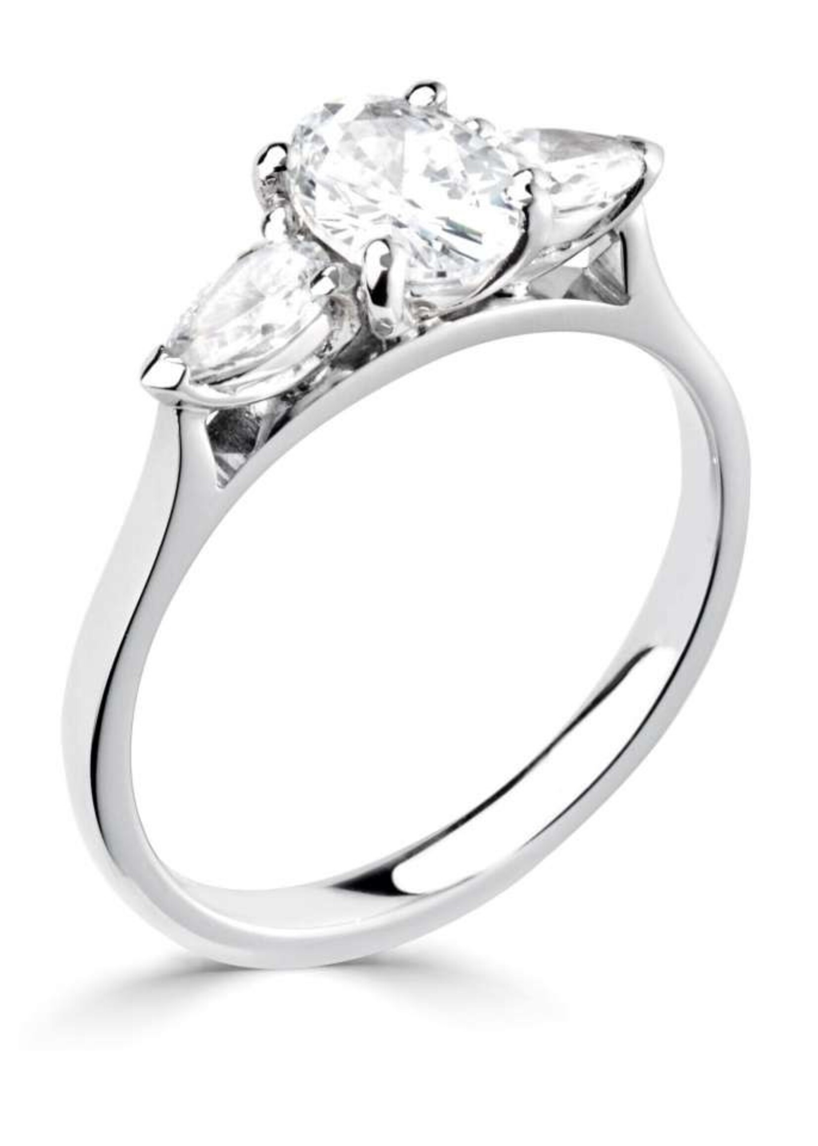 Gouden Haag Jewellery Ovale Solitaire Diamant Ring Platina Peer Schouders 0.76 ct