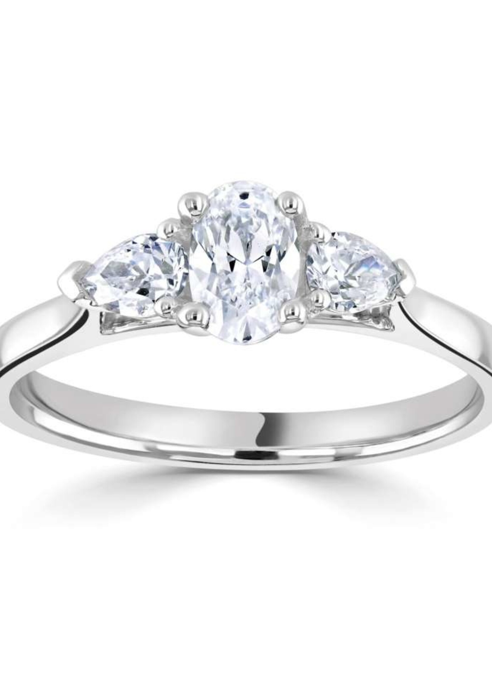 Gouden Haag Jewellery Ovale Solitaire Diamant Ring Platina Peer Schouders 0.76 ct