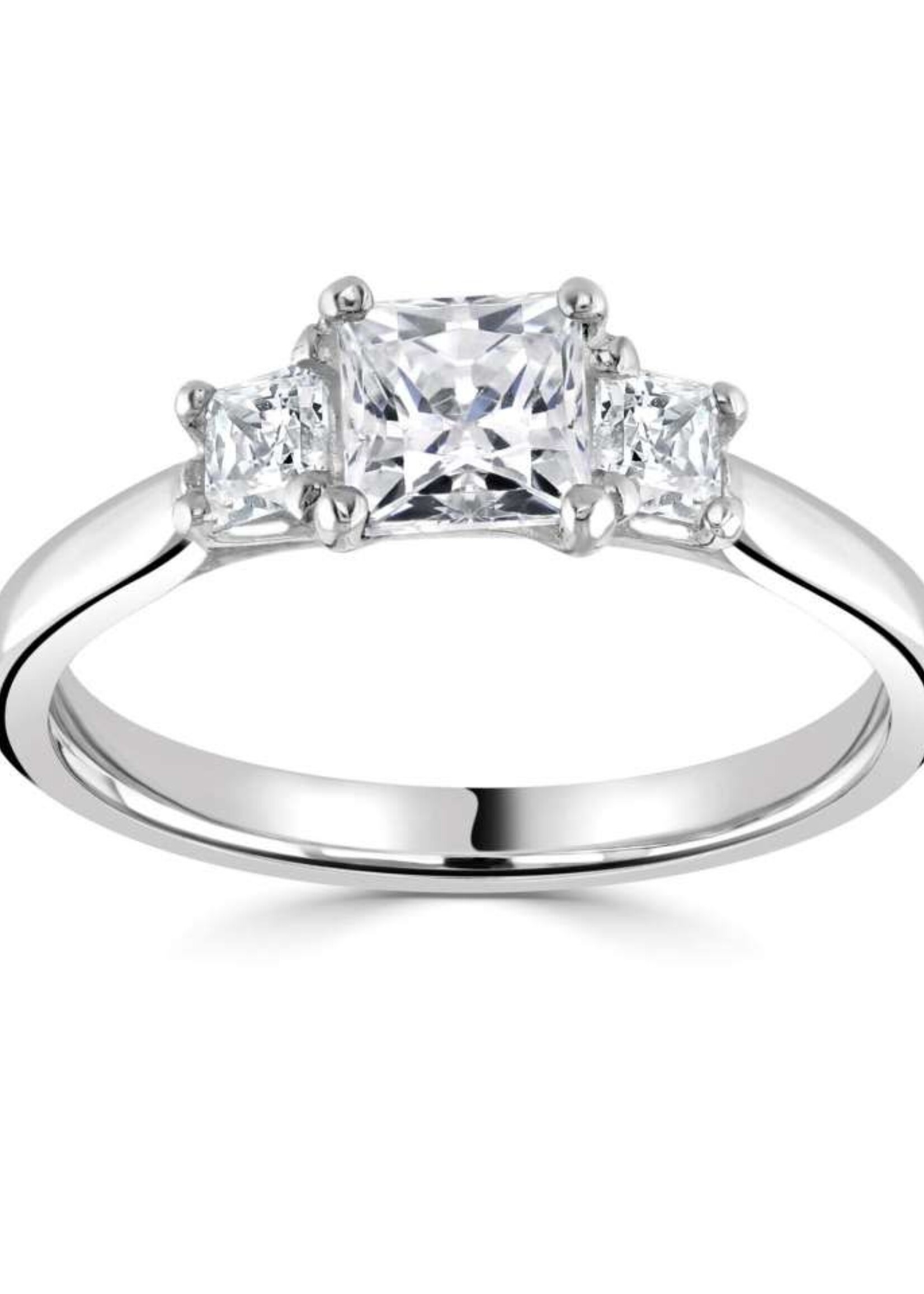 Classic Princess Three Stone Diamond Ring 18k White Gold 0.35ct