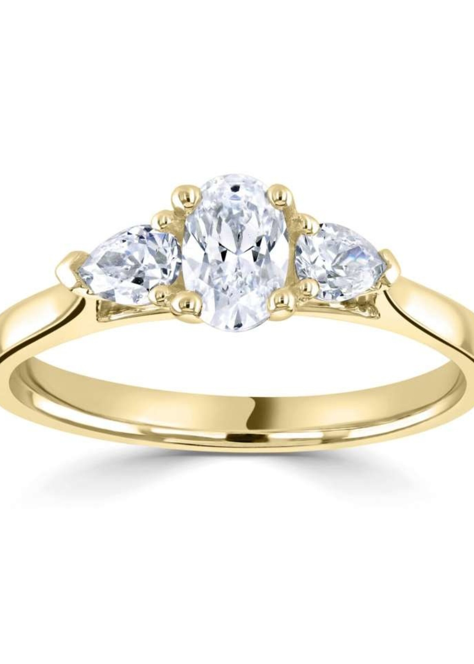 Gouden Haag Jewellery Oval Solitaire Diamond Ring  Pear Shoulders 1.40 ct