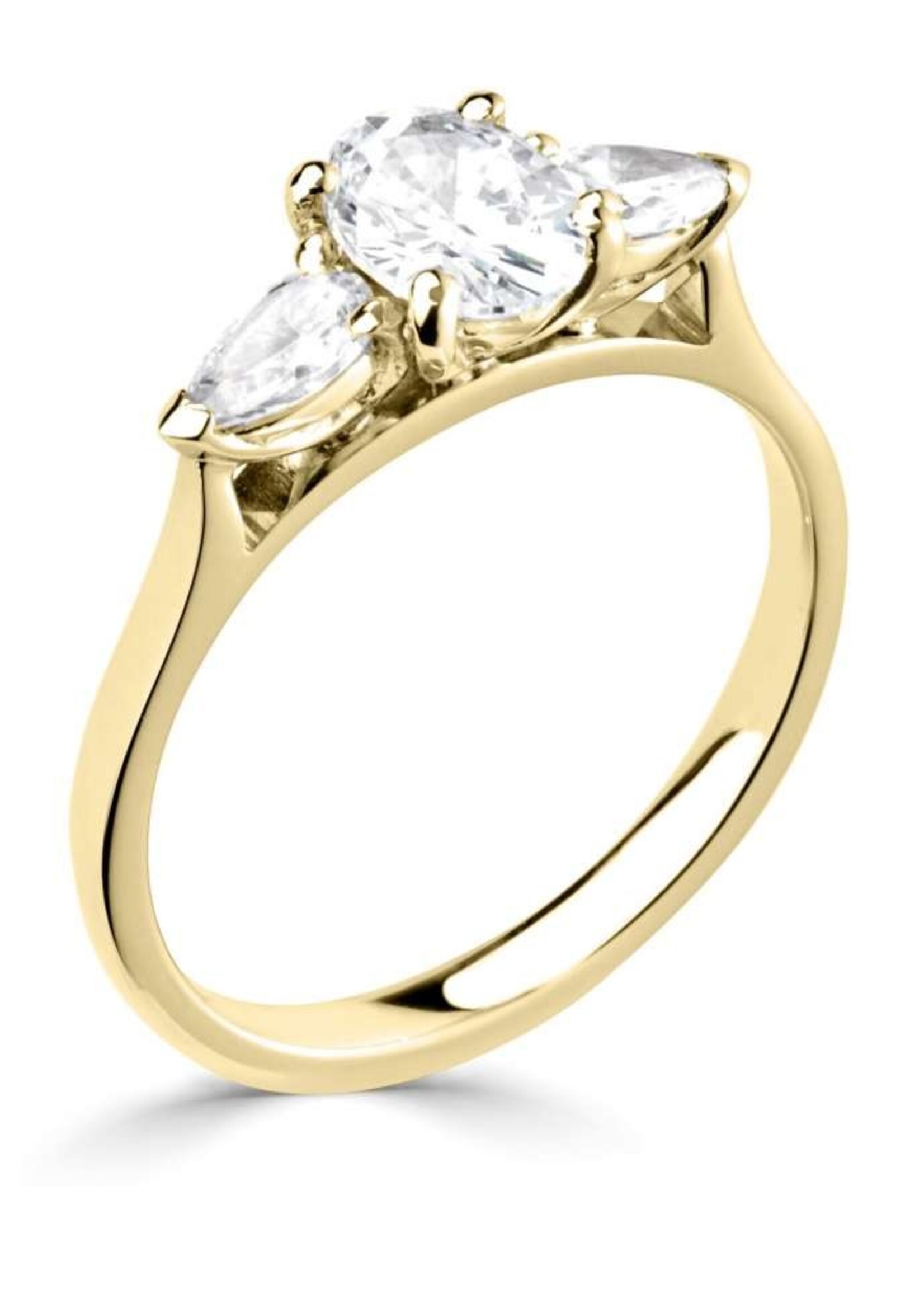 Gouden Haag Jewellery Oval Solitaire Diamond Ring  Pear Shoulders 1.40 ct