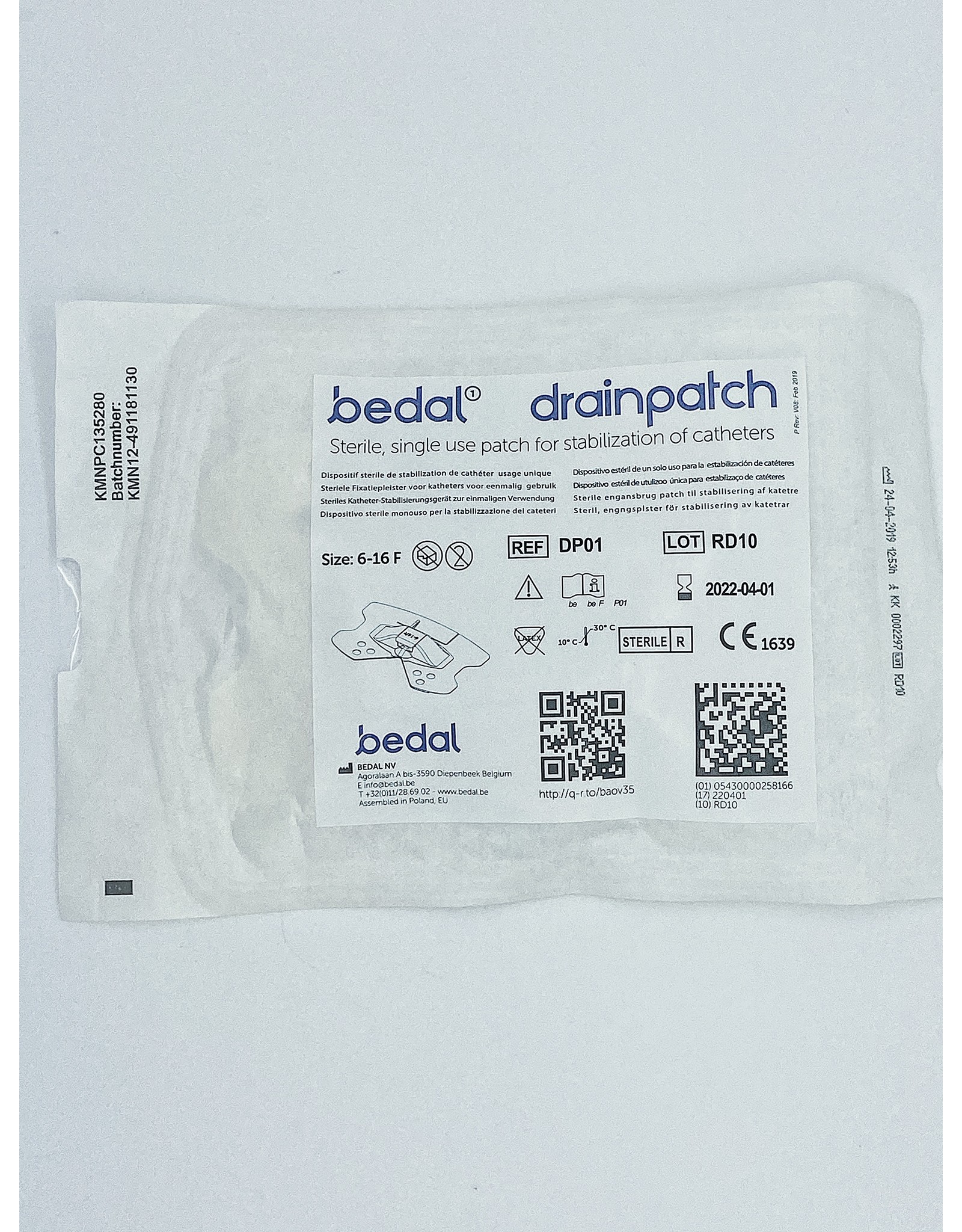 Bedal Bedal Drainpatch Catheter Fixation Device