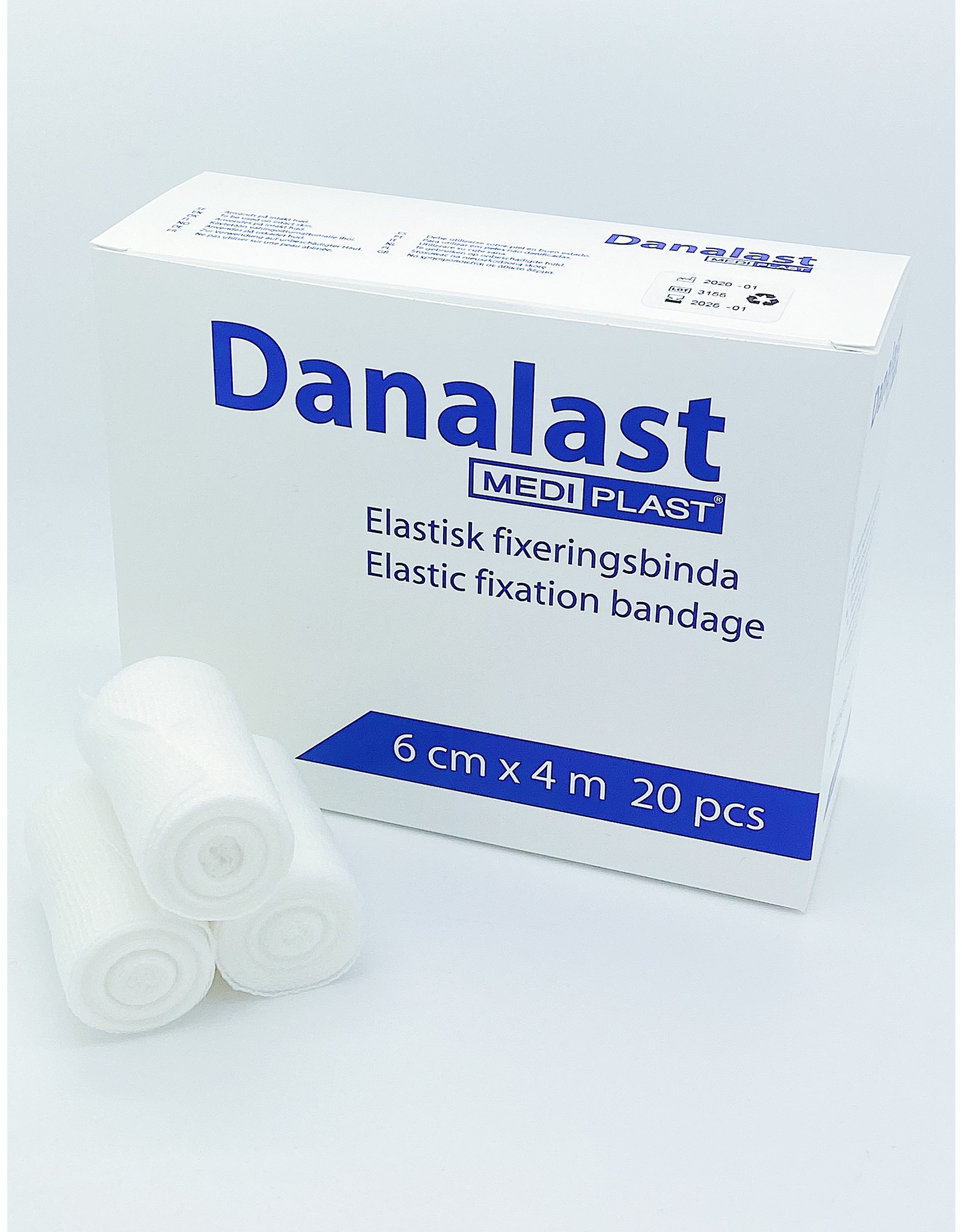 Mediplast Danalast elastic fixation bandage 6cm x 4m - Box with 20 rolls