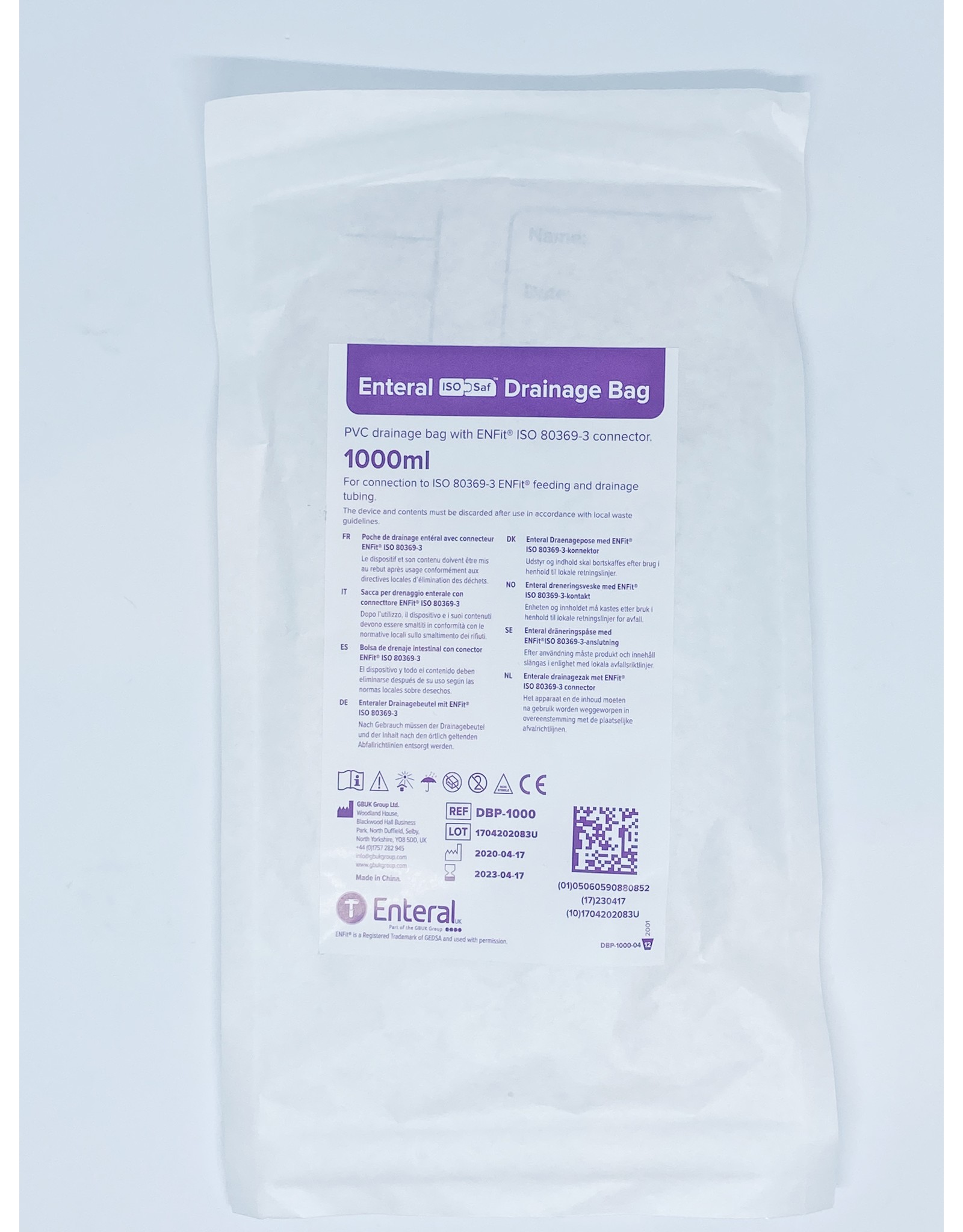 GBUK GBUK enteral PVC drainage bag 1000ml - Steriel