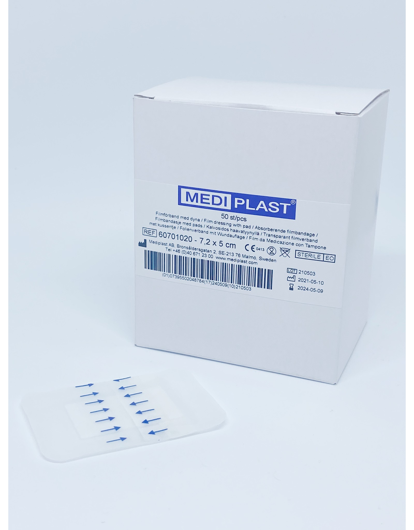 Mediplast Mediplast Sterile Film Dressing with absorption pad 7x 5cm