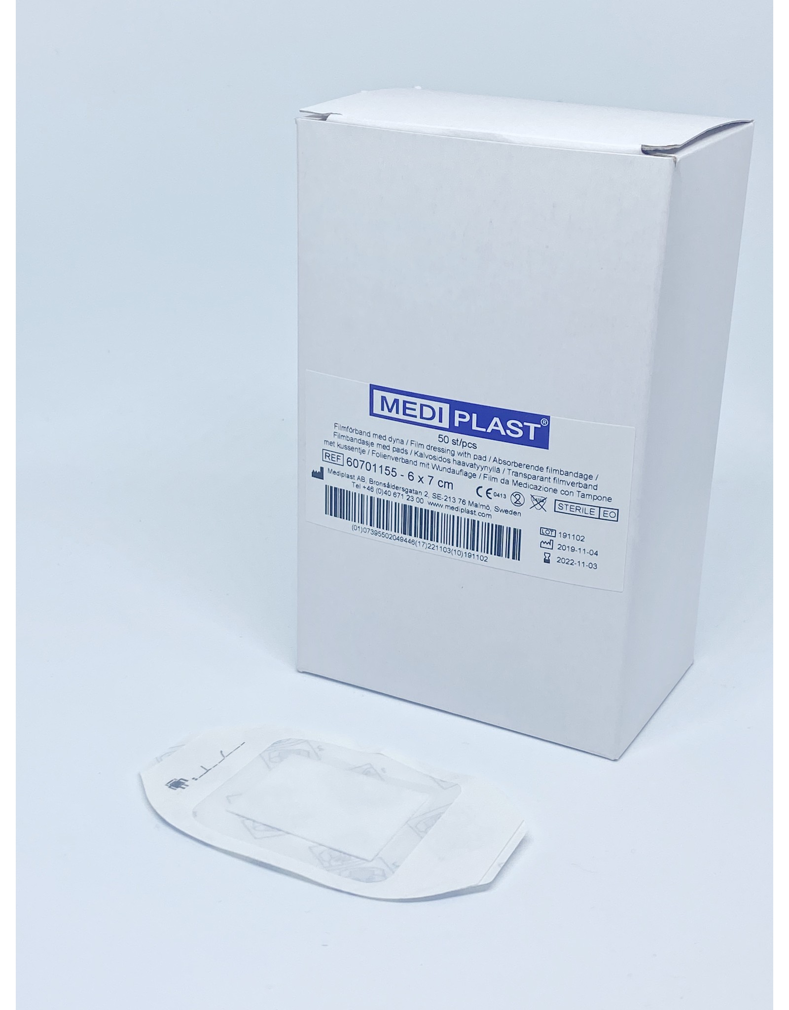 Mediplast Mediplast Sterile Film Dressing with absorption pad and frame 6 x 7