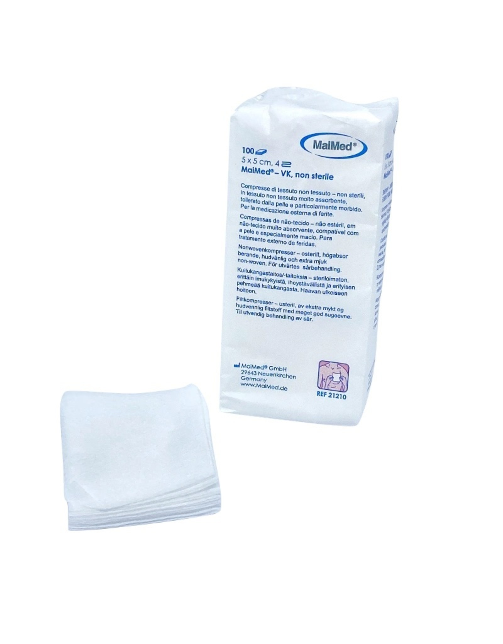 Maimed MaiMed non-woven gaascompressen 5cm x 5cm  - 100 stuks