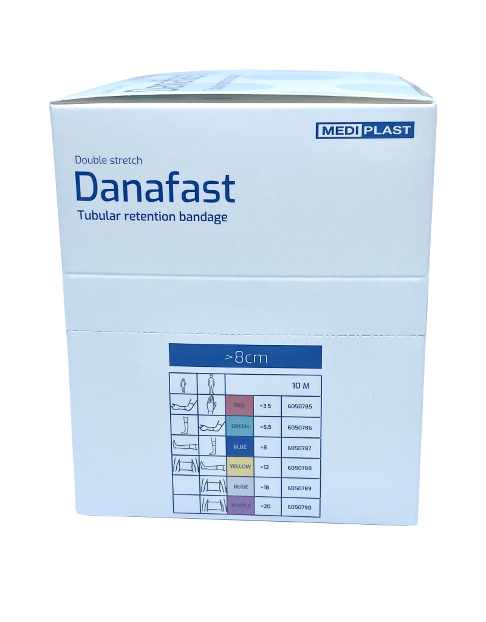 Mediplast Danafast Tubular Bamboo Bandage Double stretch >8cm legs, arms and thighs.