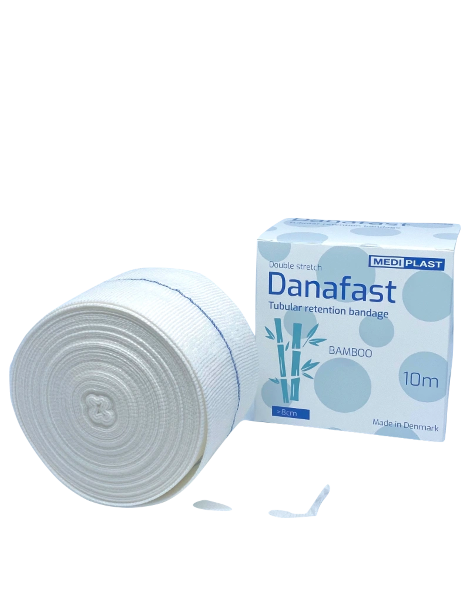 Mediplast Danafast Tubular Bamboo Bandage Double stretch >8cm legs, arms and thighs.