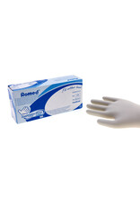 Romed Small Latex examination gloves, non-sterile, Pre powdered