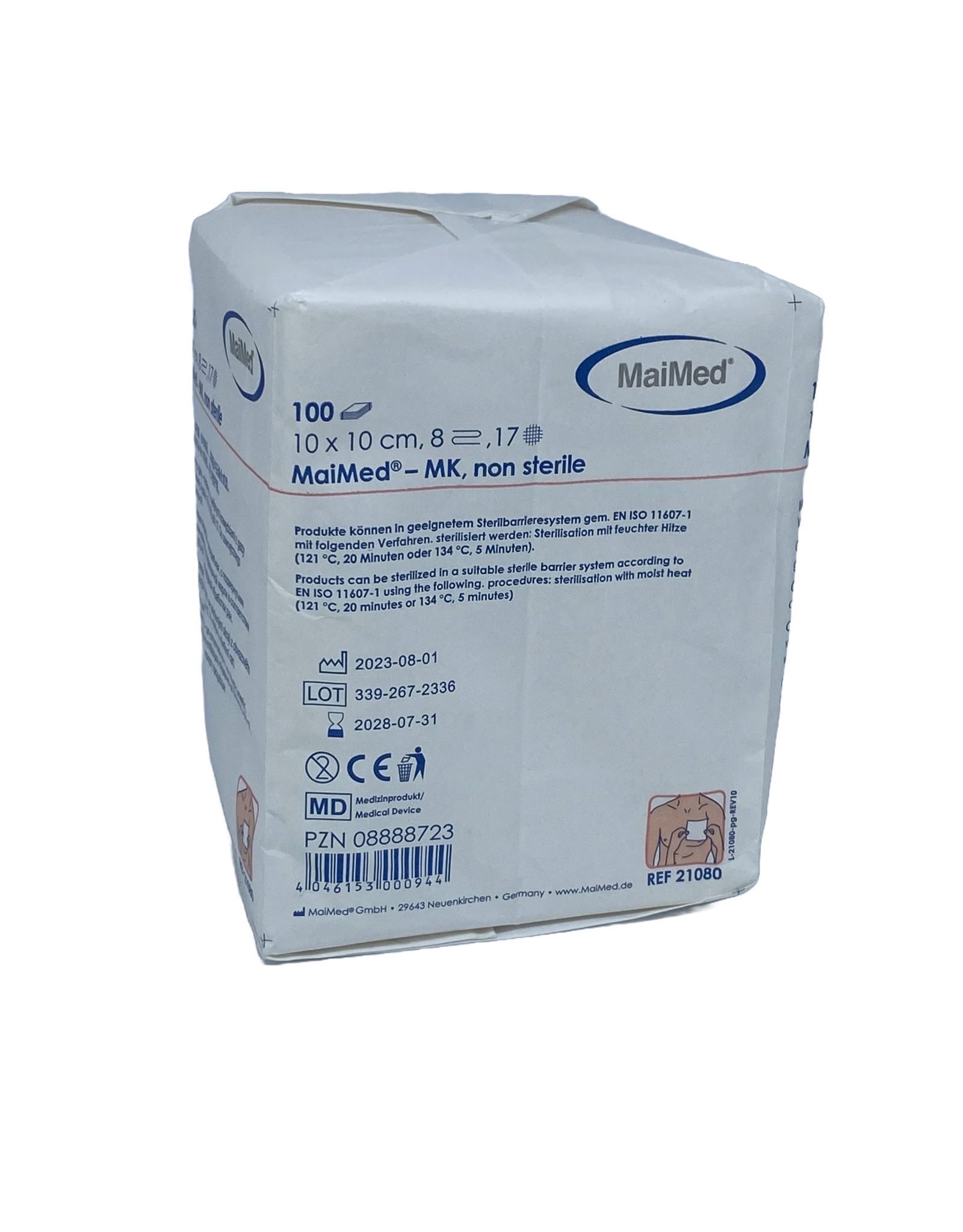 Maimed MaiMed non-woven gaascompressen 10cm x 10cm 8 laags  - 100 stuks