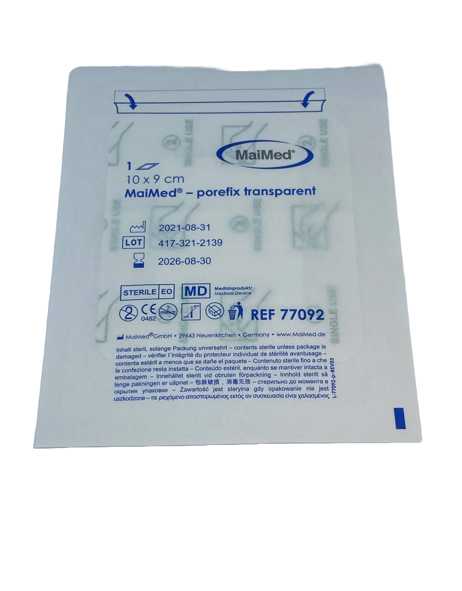 Maimed Maimed porefix transparant, waterproof,  plaster 10cm x 9cm (single packed 50 pieces)