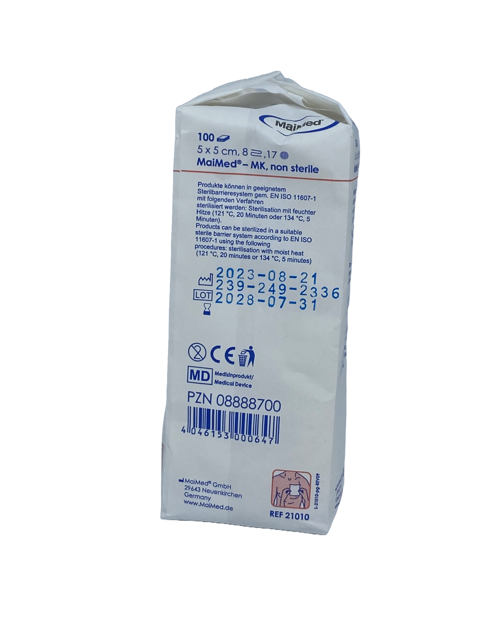 Maimed MaiMed non-woven gaascompressen 5cm x 5cm 8-laags  - 100 stuks