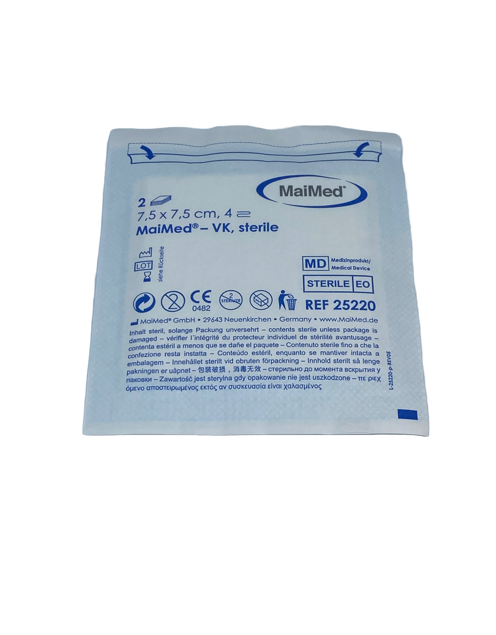 Maimed Maimed Non-woven sterile packed Gauze Swabs 7,5cm x 7,5cm - 25x2