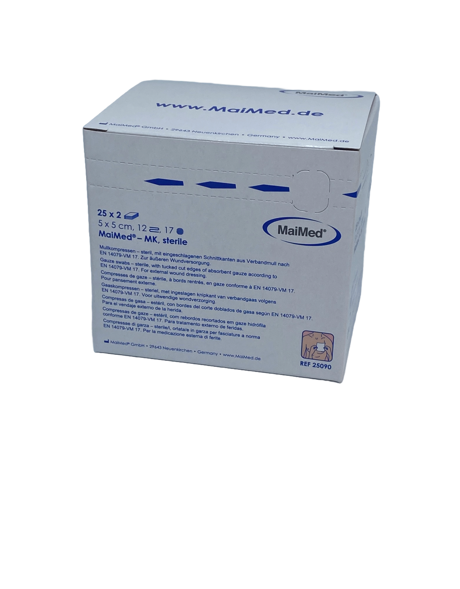 Maimed Maimed Non-woven sterile packed Gauze Swabs 5cm x 5cm - 25x2 12-ply