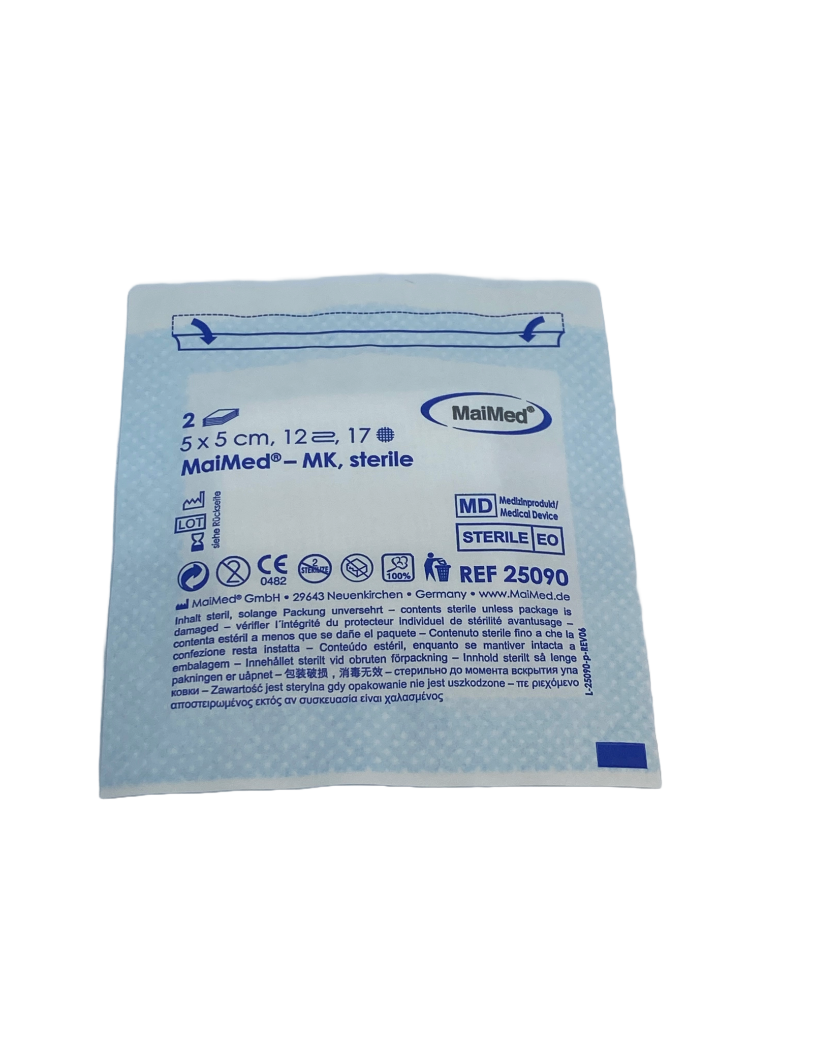 Maimed Maimed Non-woven sterile packed Gauze Swabs 5cm x 5cm - 25x2 12-ply