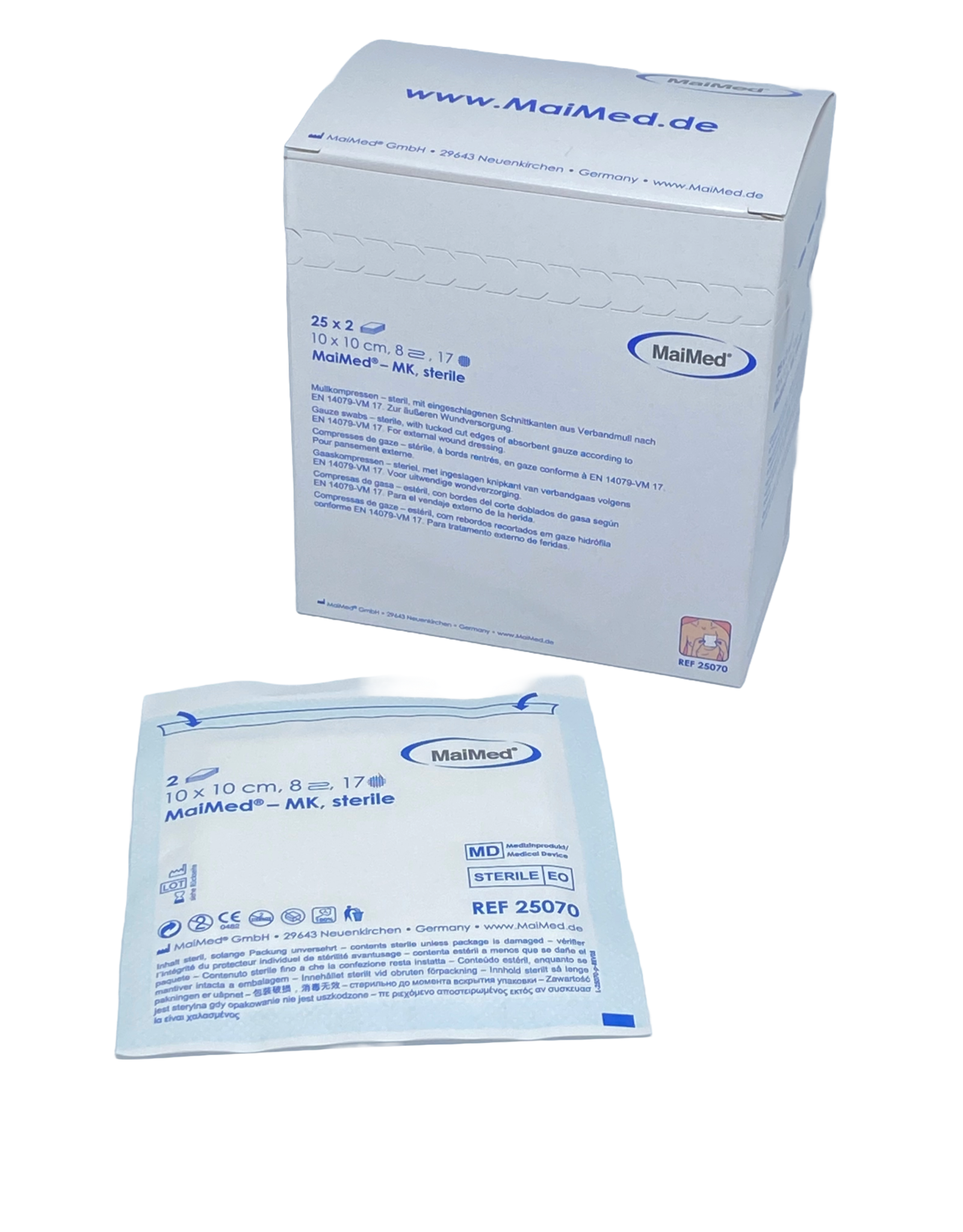 Maimed Maimed Non-woven sterile packed Gauze Swabs 10cm x 10cm - 50 Pieces -8-ply