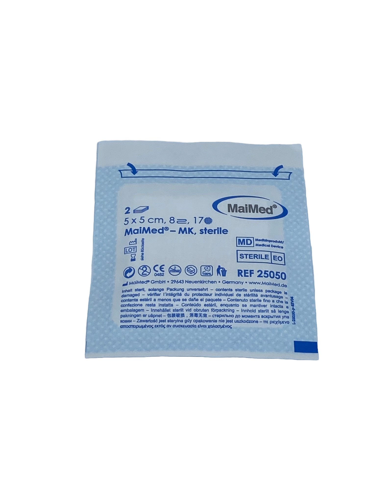 Maimed MaiMed non-woven steriele gaascompressen 5cm x 5cm per 2 stuks steriel verpakt 25x2 8 laags