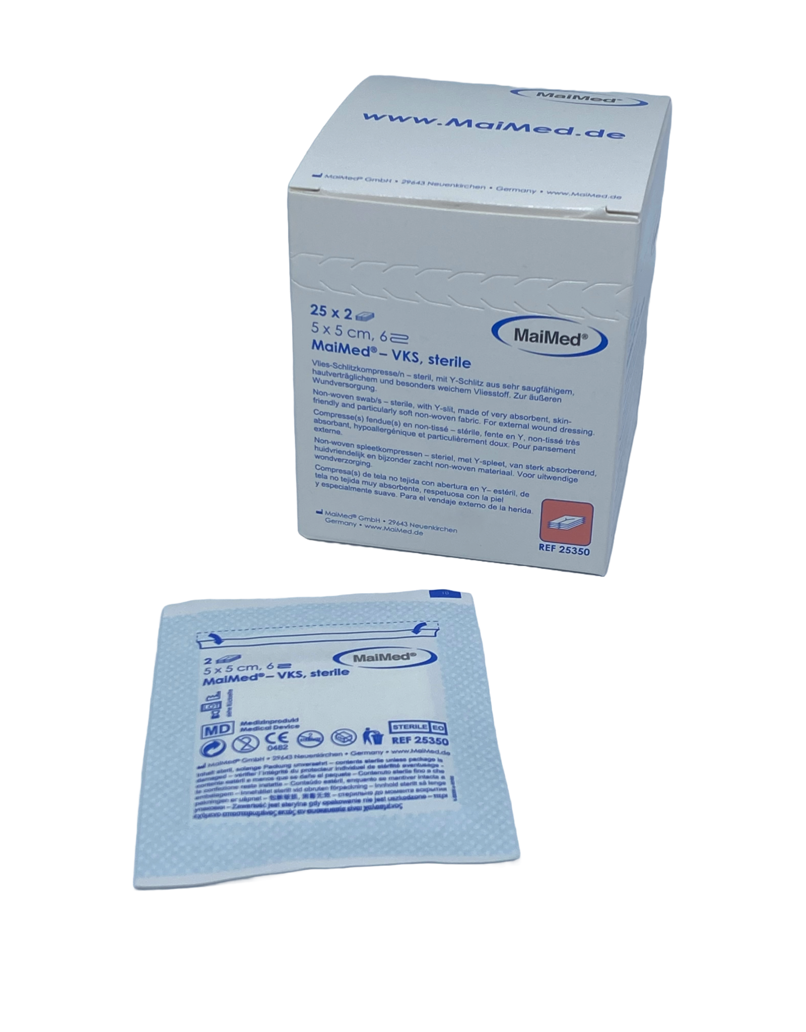 Maimed Maimed non-woven split swabs 5x5cm - 25x2 sterile packed - (50)