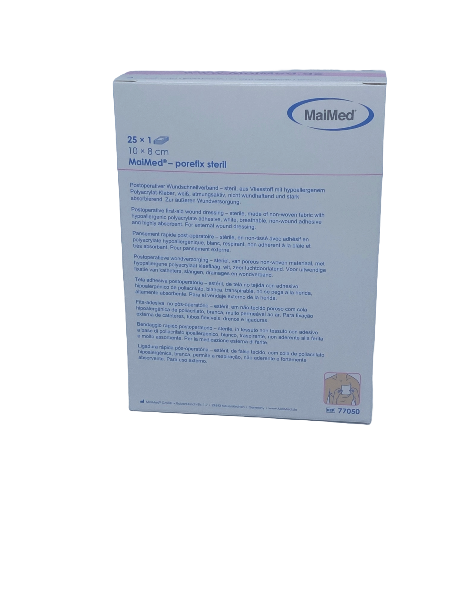 Maimed Maimed porefix sterile - Non-Woven Plaster with absorption pad10cmx8cm  - Box 25pieces