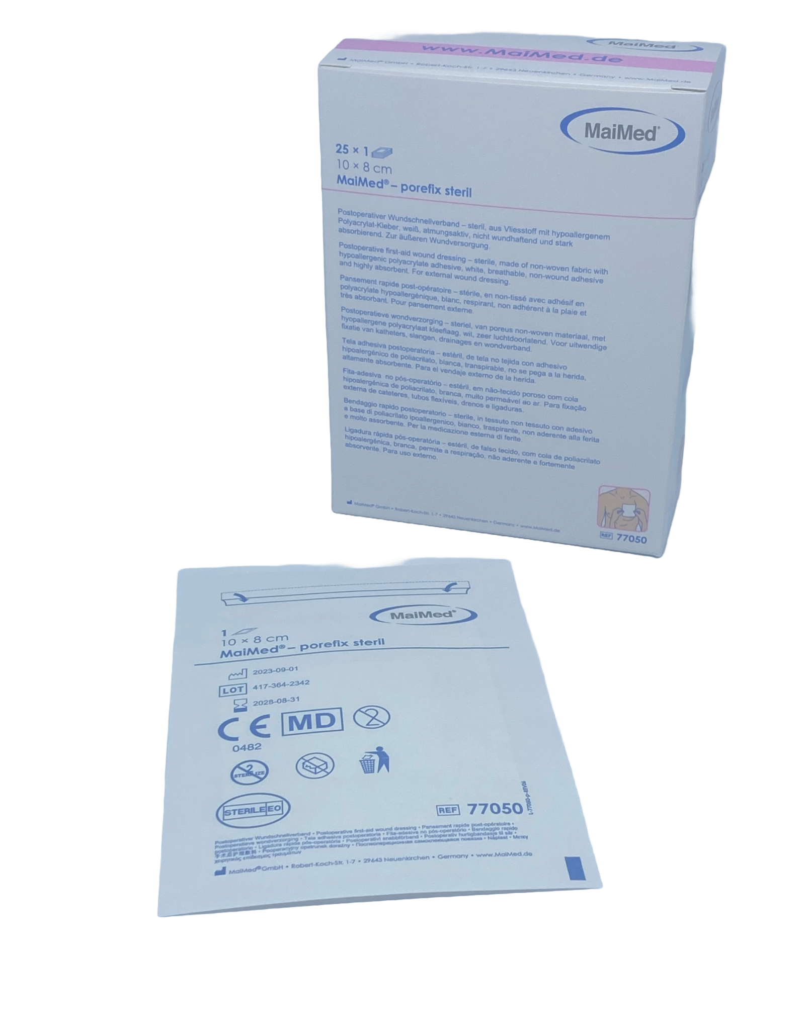 Maimed Maimed porefix sterile - Non-Woven Plaster with absorption pad10cmx8cm  - Box 25pieces