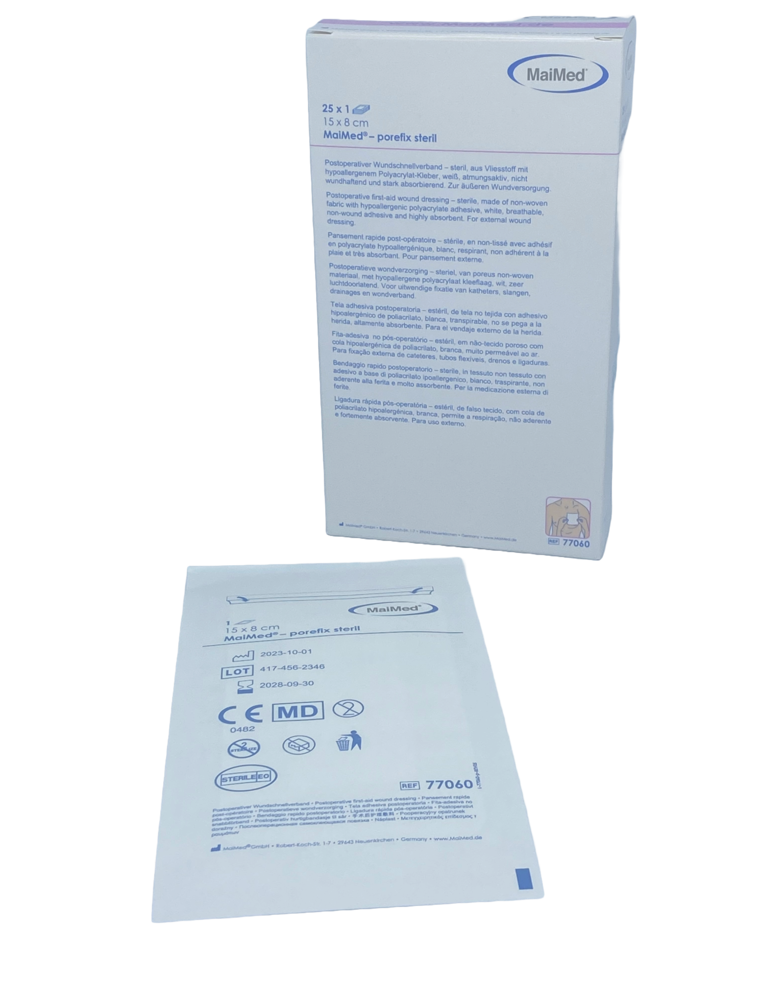 Maimed Maimed porefix sterile - Non-Woven Plaster with absorption pad 15cmx8cm  - Box 25pieces