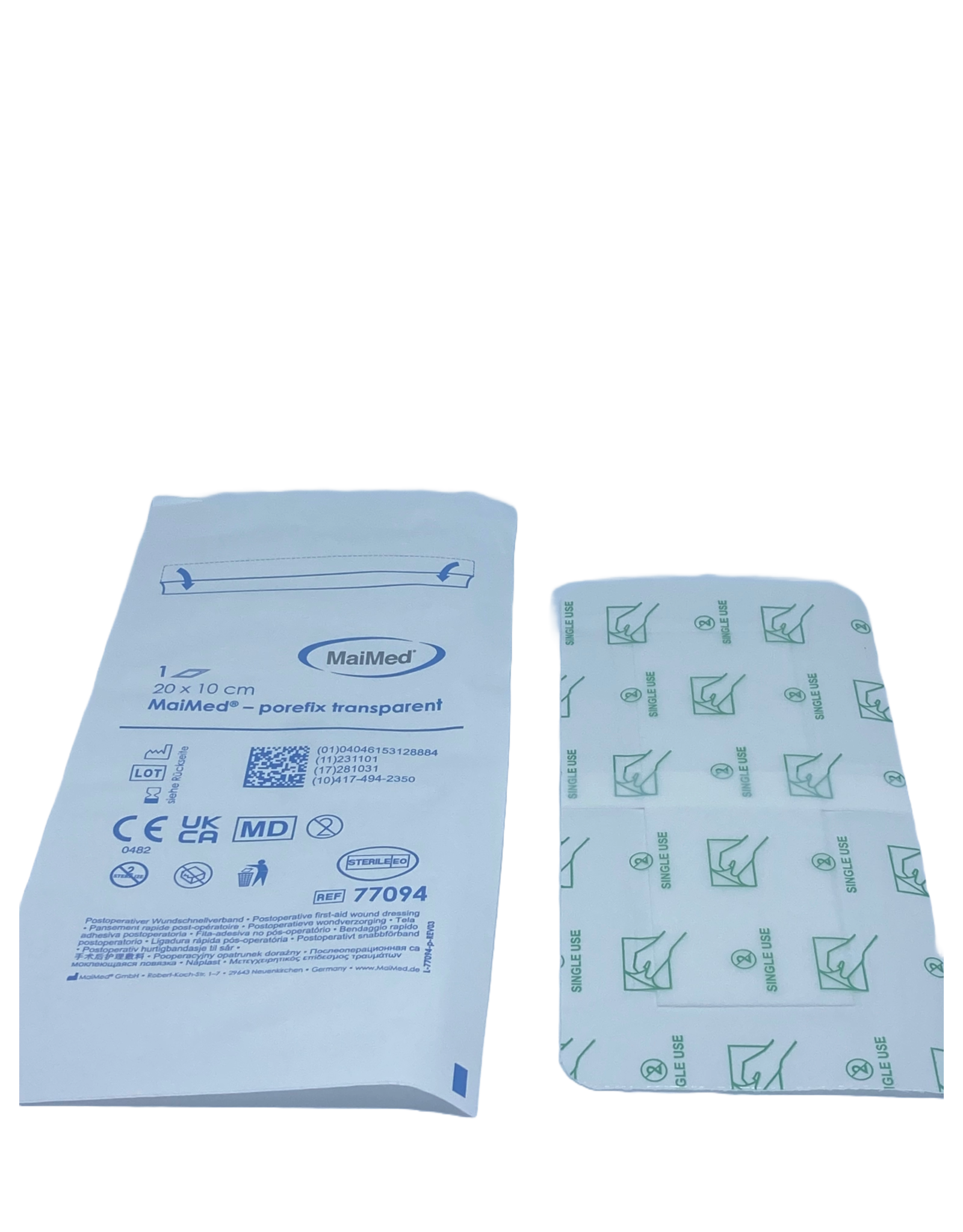 Maimed Maimed porefix transparant, waterproof,  plaster 20cm x 10 cm (single packed 25 pieces)