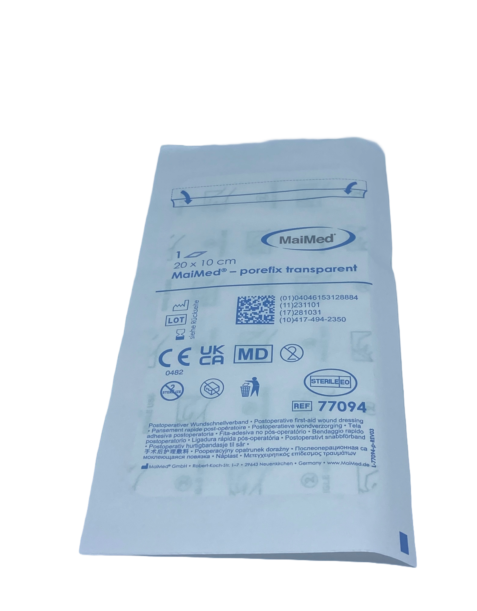 Maimed Maimed porefix transparant, waterproof,  plaster 20cm x 10 cm (single packed 25 pieces)
