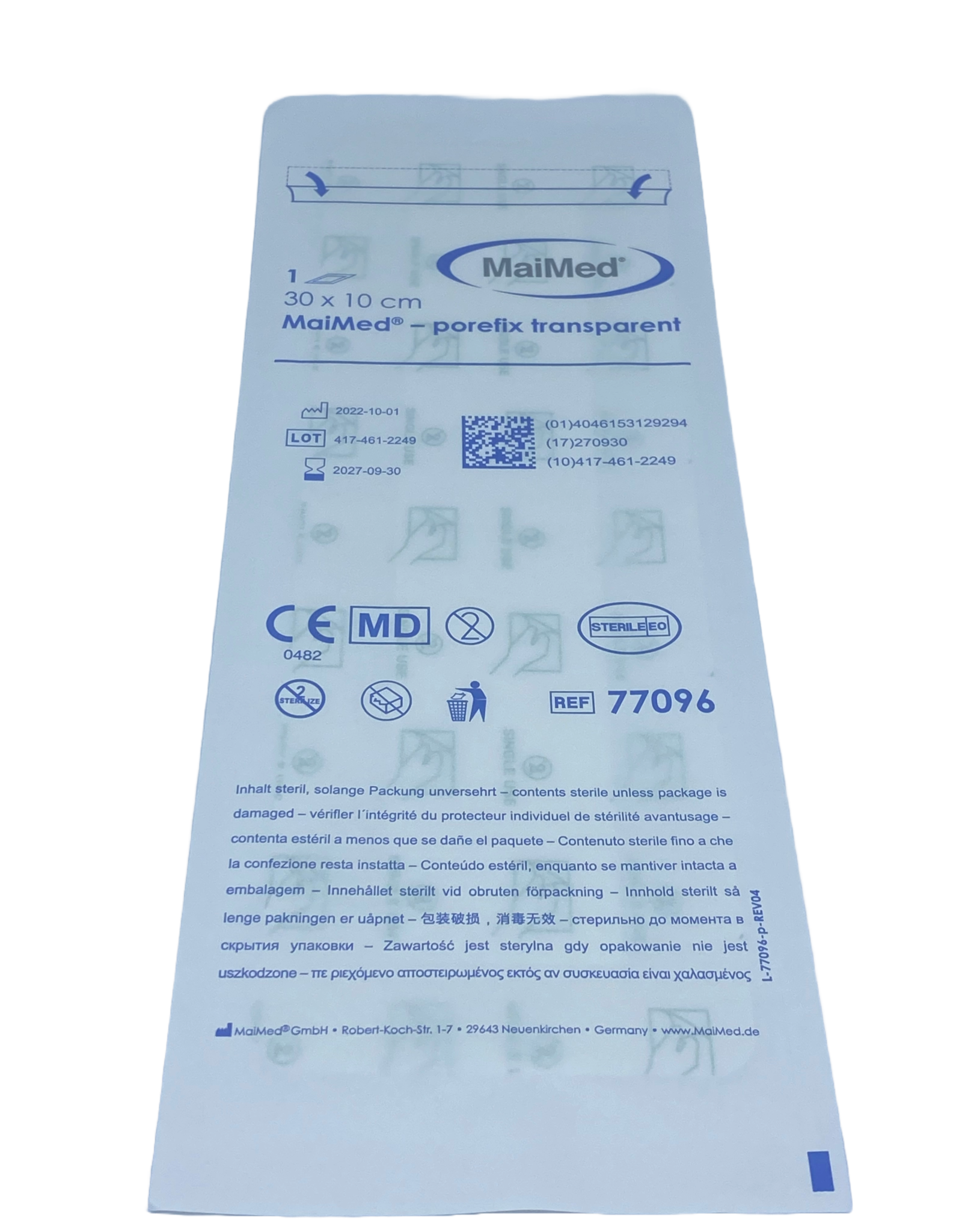 Maimed Maimed porefix transparant, waterproof,  plaster 30cm x 10 cm (single packed 25 pieces)
