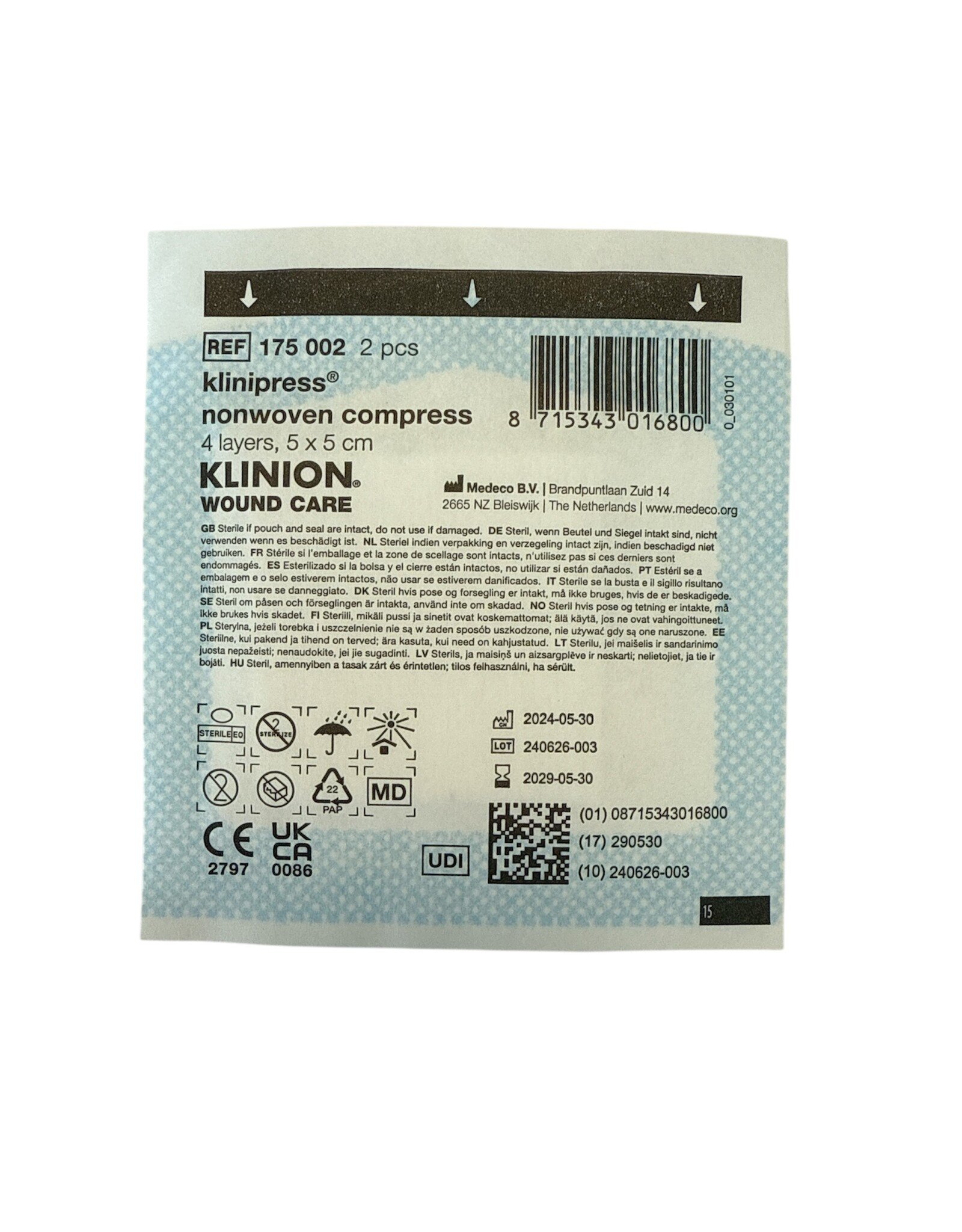 Klinion Klinion non-woven compress 5 x 5 cm sterile, 50 x 2