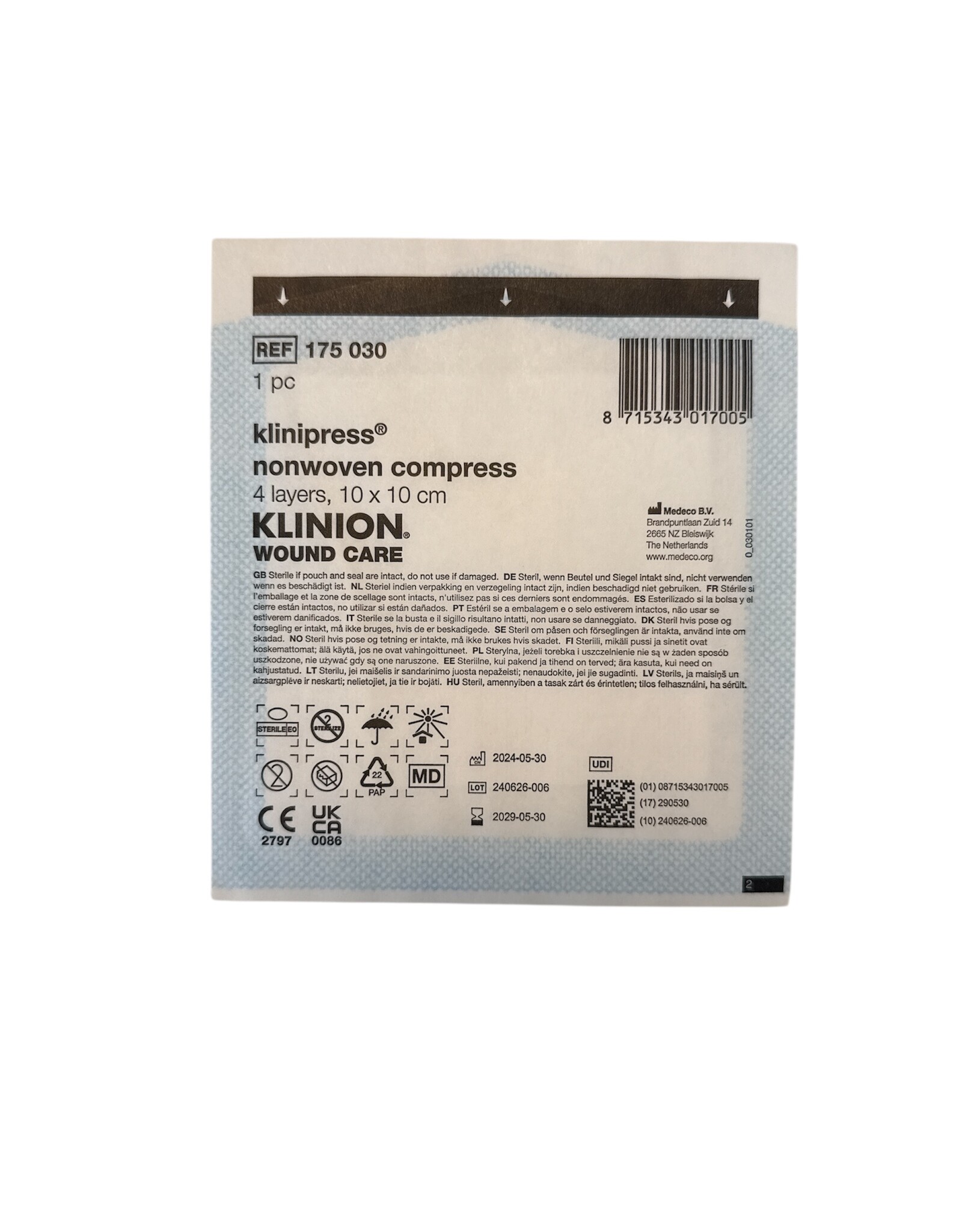 Klinion Klinion non-woven compress 10 x 10cm, 100 x 1 pcs - sterile