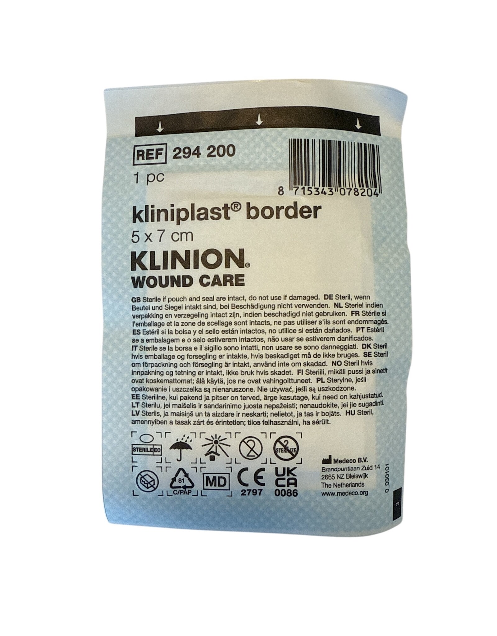 Klinion Klinion Kliniplast Nonwoven Border eilandpleister 5 x 7 CM wit - 50 stuks steriel verpakt