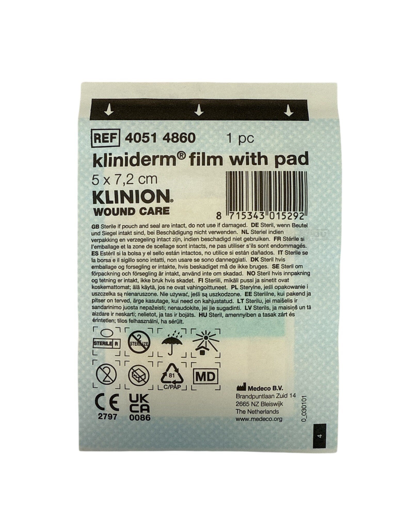 Klinion KLINION kliniderm film pad eilandpleister waterbestendig 5 x 7cm (50stuks)